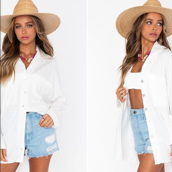 NWOT Johns Button Down Shirt Show me Your Mumu M - Picture 2 of 12